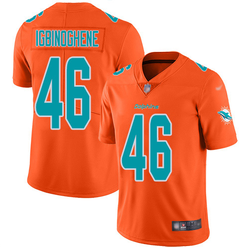 Nike Miami Dolphins 46 Noah Igbinoghene Orange Youth Stitched NFL Limited Inverted Legend Jersey